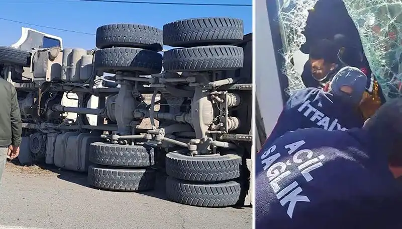 Virajı Alamayan Dev Kamyon, Yola Zor Anlar Yaşattı!